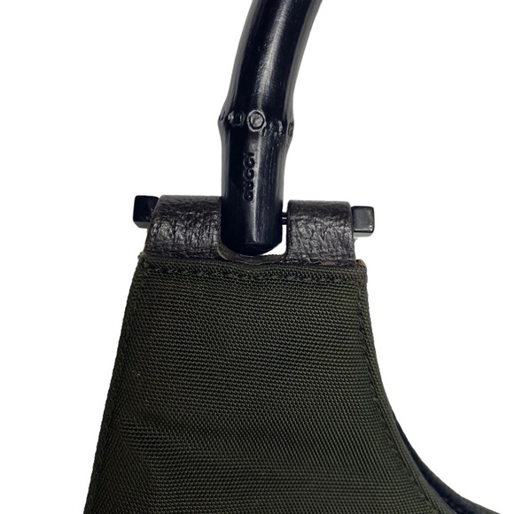 GUCCI Green Bamboo Handle Nylon Shoulder Bag Y2K Vintage Tom Ford - Picture 2 of 11